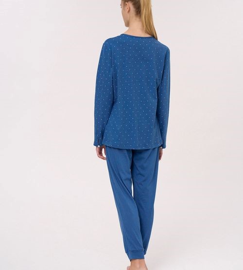 Pigiama donna cotone jersey aperto pantalone lungo