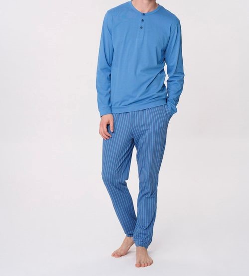 Pigiama uomo jersey manica lunga serafino pantalone lungo