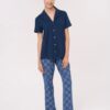 Pigiama donna aperto manica corta con pantalone lungo