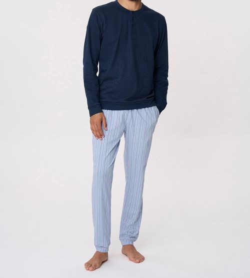 Pigiama uomo jersey manica lunga serafino pantalone lungo