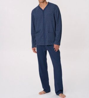 Pigiama uomo jersey aperto manica lunga pantalone lungo
