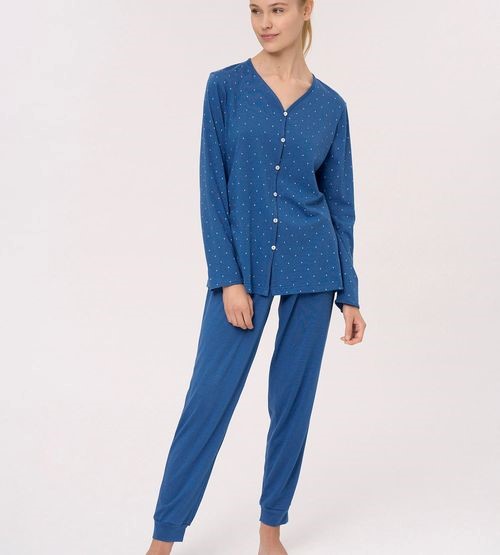 Pigiama donna cotone jersey aperto pantalone lungo