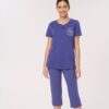 Pigiama donna manica corta serafino con pantalone pescatore
