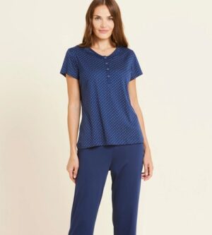 Pigiama donna manica corta pant. lungo modal e pizzo