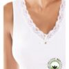 Canotta donna spalla larga cotone elast. scollo v pizzo