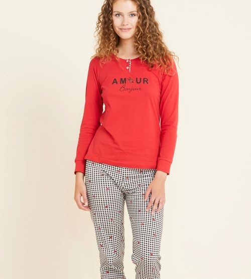 Pigiama donna man.lunga pant.lungo cotone