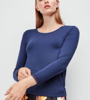 Gisela - maglia girocollo donna manica lunga in viscosa
