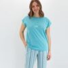 Pigiama donna manica corta pant. pescatore cotone