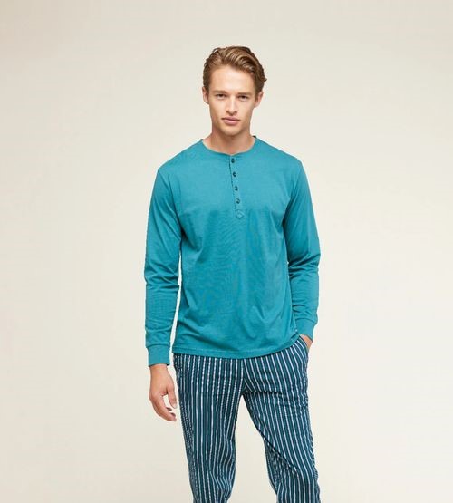 Pigiama uomo manica e pantalone lungo in cotone noi di notte