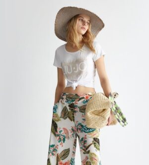 T-shirt ecs basica con strass e manica corta liujo
