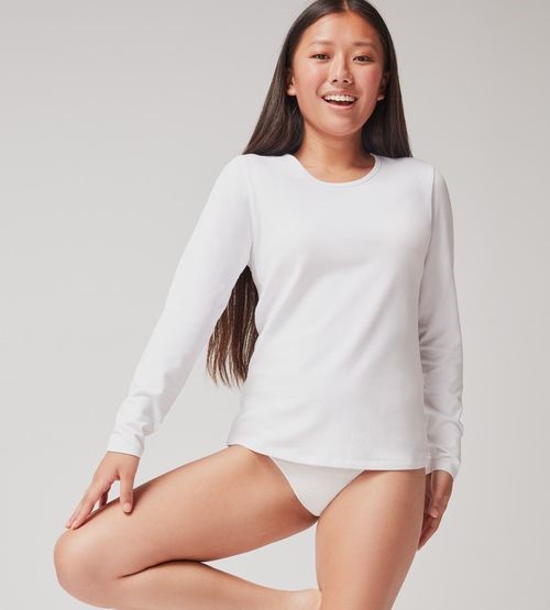Gisela - maglia girocollo donna con manica lunga in cotone